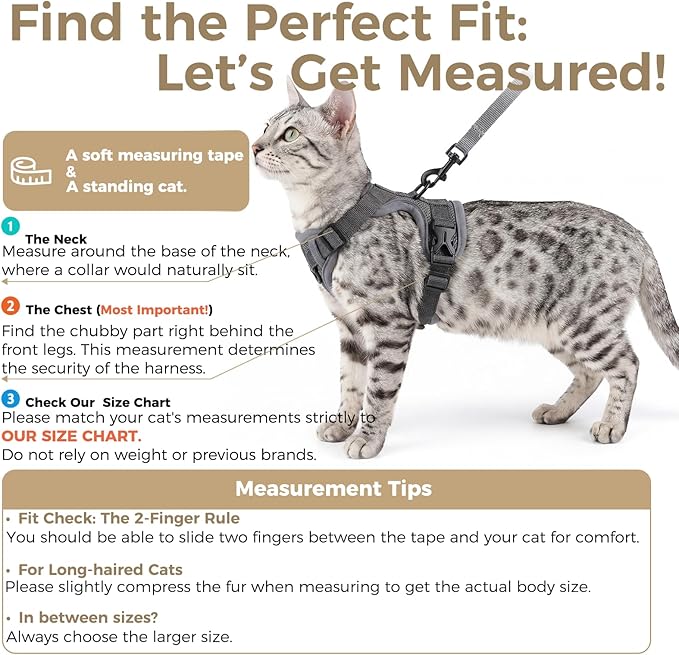 Cat Harness and Leash Set Escape Proof Tactical Medium Kitten Harness Emotional - Image 2