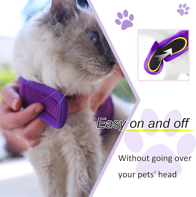 Cat Harness and Leash for Walking Escape Proof Breathable Mesh Fabric, Extra - Image 6