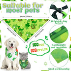 100 Pcs St. Patrick's Day Dog Bandanas Irish Pet Bandanas Bulk Holiday Green - Image 2