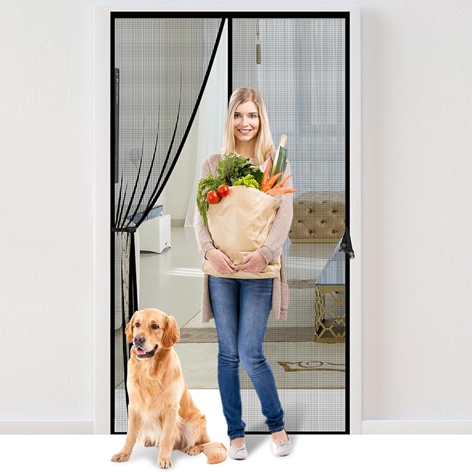 Fiberglass Magnetic Screen Door Fit Door Size 32 x 78 in- Heavy Duty Fiberglass by Iduontis