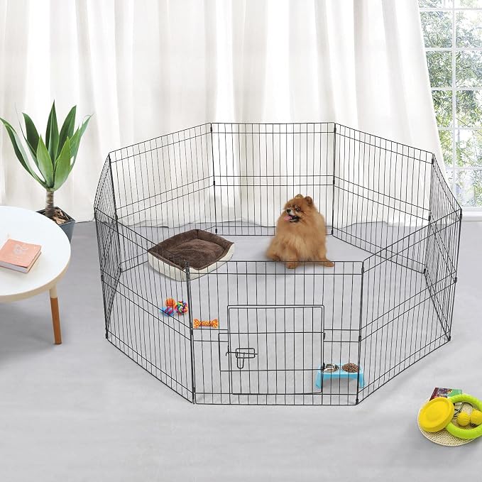 Yaheetech 24 inch 24 Panel Black Heavy Duty Foldable Metal Dog Exercise Pen - Image 2