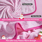 Pink Cat Blanket for Kitten Beds, Flannel Pink Stuff Cute Paw Print, 24 * 32 - Image 3