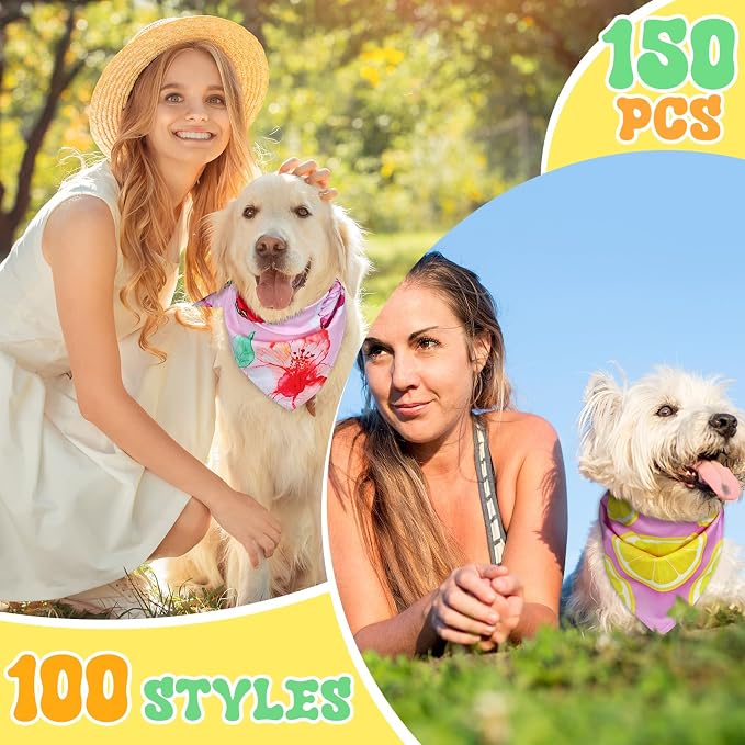 100 Pcs Hawaiian Dog Bandanas Bulk Pet Bibs Colorful Triangle Scarf Pet Bandanas - Image 6