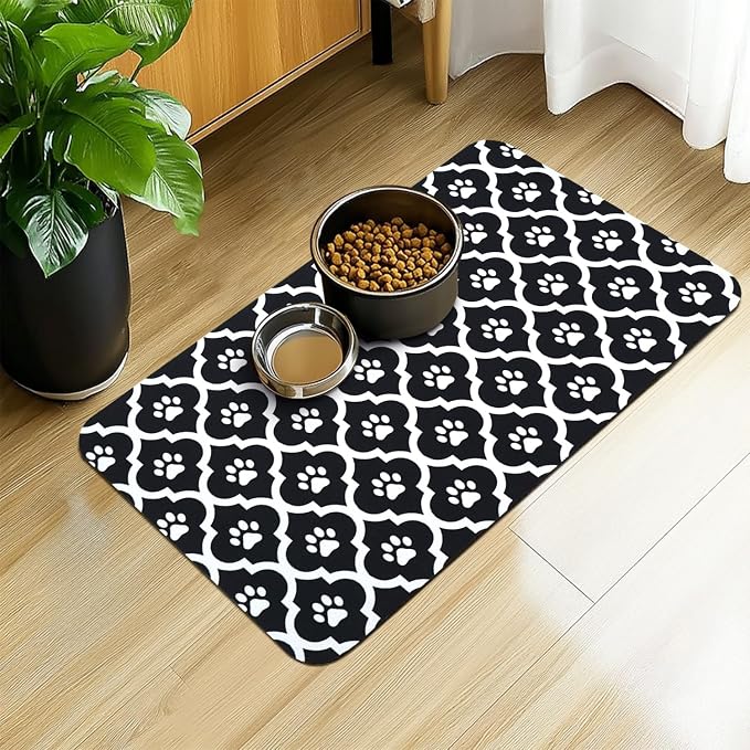 Dog Food Mat 16X24 Inch Pet Feeding Absorbent Mats by Xspatroias
