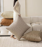 Pack of 4 Neutral Decorative Faux Leather Throw Pillow Covers 20x20 inch - Image 8
