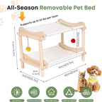 2-Layer Cat Hammock Bed, Breathable Washable Covers, Wooden Pet Furniture - Image 2