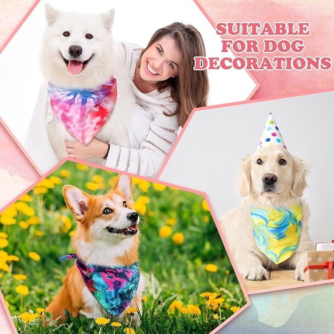 100 Pcs Tie Dye Dog Bandanas Bulk Pet Bibs Colorful Triangle Scarf Pet Bandanas - Image 5