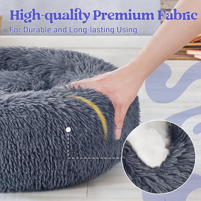 rabbitgoo Dog Bed for Small, 24 inches Machine Washable, Fluffy Donut Pet Bed - Image 6
