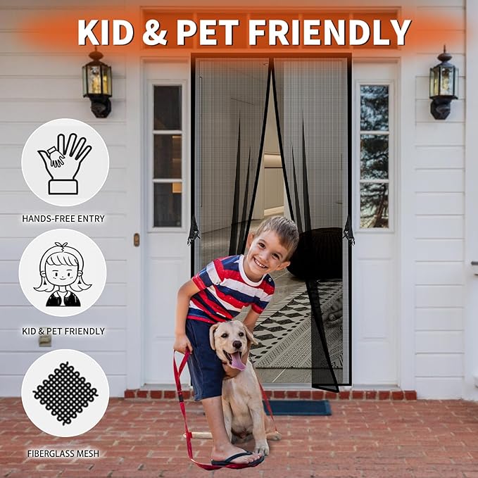 Fiberglass Magnetic Screen Door Fit Door Size 36 x 96 in- Heavy Duty Fiberglass - Image 4