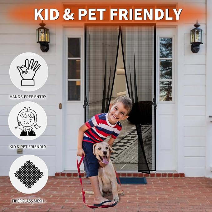 Fiberglass Magnetic Screen Door Fit Door Size 36 x 82 in, Screen Itself - Image 4