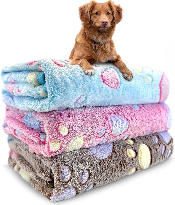 Dog Blankets Washable, 3 Pack Dog Blanket Washable 30" x 20", Fuzzy Soft Pet by NXDZI