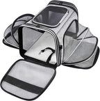 TSA Airline Approved Soft Sided Pet Carrier Top Loading 4 Side Expandable Large by MASKEYON