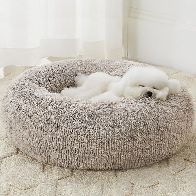 WNPETHOME Calming Dog Bed & Cat Bed, Anti-Anxiety Donut Small Dog Bed, Fluffy by WNPETHOMEPETSHOME
