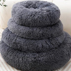 Calming Donut Cat Bed Dog Bed Round Plush Pet Cushion Fluffy Rabbit Cave Warm - Image 4