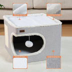 Cat Bed for Indoor Cats Cube House, Covered Cat Cave Beds & Furniture - Image 5