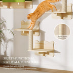 Cat Wall Shelves, 7-in-1 Solid Wood Wall-Mounted Cats Furniture Set - Image 4