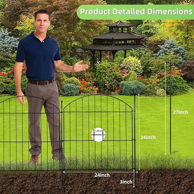 Decorative Garden Fence 24in x20ft, 10 Pack No Dig Fence Animal Barrier - Image 2