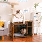 Hey-brother Cat Tree with XL Litter Box Enclosure, All-in-one Cat Tower - Image 2