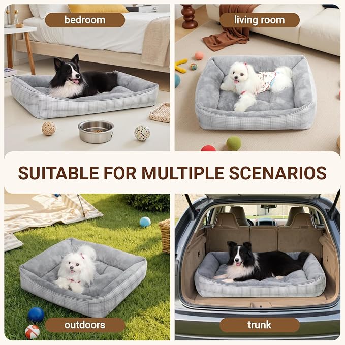 MIHIKK Rectangle Dog Beds for Small Medium Dogs & Cats, Orthopedic Sleeping Pet - Image 6