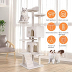 70 Inch Beige Cat Tree, Tall Cat Tower - Image 4