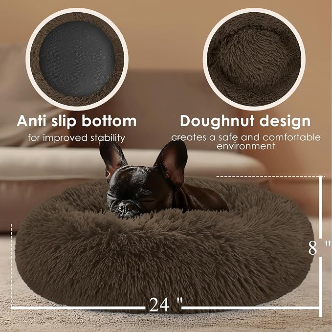 Dogs Bed for Small Dogs, Anti-Anxiety Washable Round Bed - Image 3