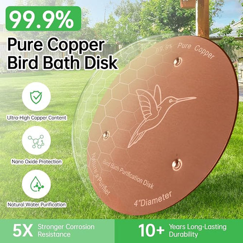 2 Pack Bird Bath Copper Discs, 99.9% Pure Copper Cleaner - Image 2