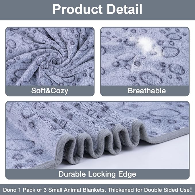 Dono 1 Pack 3 Dog Blankets, Soft Fluffy Fleece Pet Blanket Warm Sleep Mat Paw - Image 5