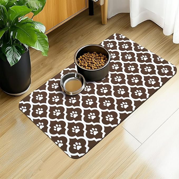 Dog Food Mat 12X20 Inch Pet Feeding Absorbent Mats by Xspatroias