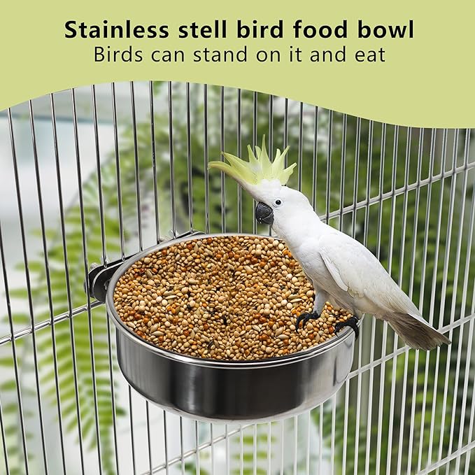 2 Pcs Medium Bird Feeding Dish Cups, Parrot Food Bowl Cage - Image 5
