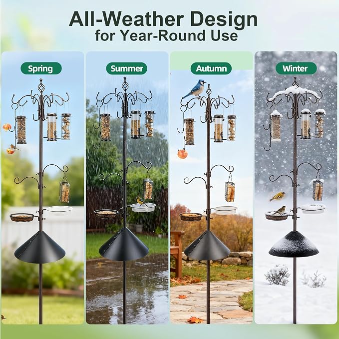 Bird Feeding Station Kit with Squirrel Baffle Bird Feeder Pole with Suet Cage - Image 4