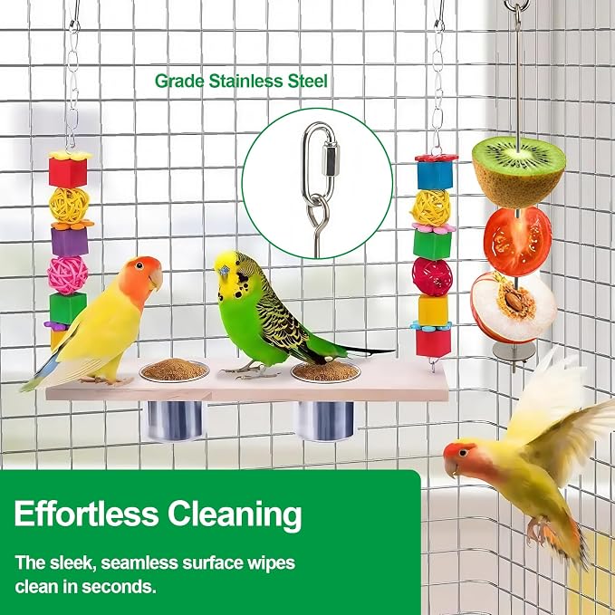3 Pcs Bird Cage Food Holder Stainless Steel Parrot Fruit & Vegetable Skewer - Image 6