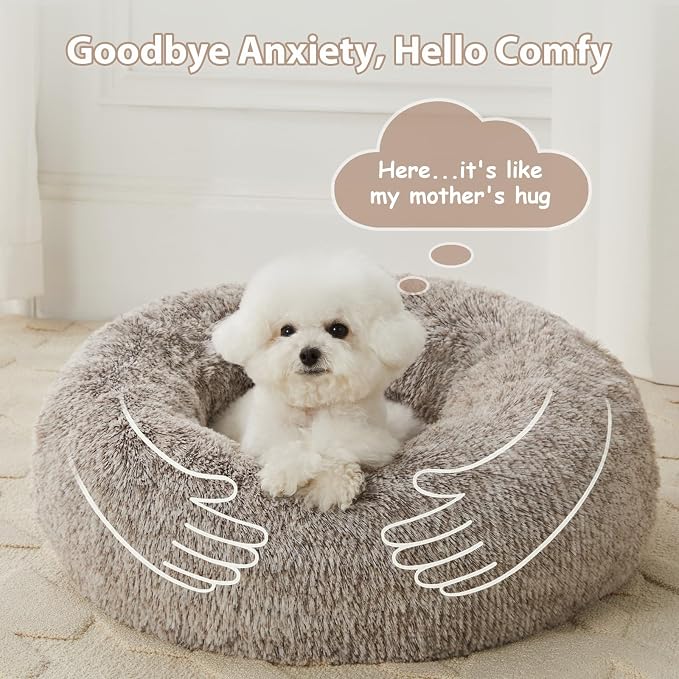 WNPETHOME Calming Dog Bed Cat Bed Donut, Faux Fur Pet Bed Self-Warming Donut - Image 7