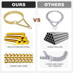 Stainless Steel & 18K Gold Dog Chain Collar - Image 3