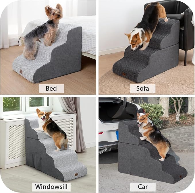 Dog Stairs for High Beds with Tunnel, 5-Step Dog Steps for Small Dogs and Cats - Image 6