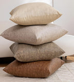 Pack of 4 Oversized Faux Leather Neutral Decorative Throw Pillow Covers 24x24 - Image 9