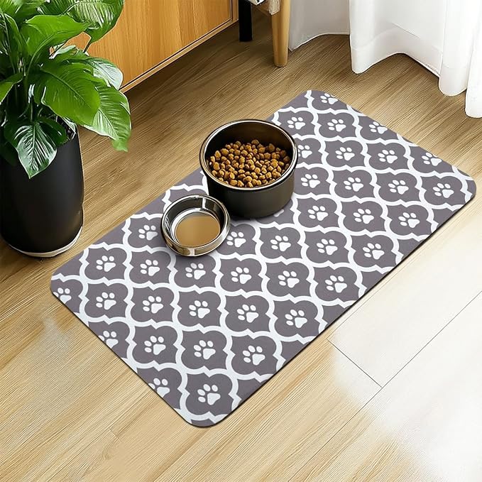 Dog Food Mat 24X32 Inch Pet Feeding Absorbent Mats by Xspatroias