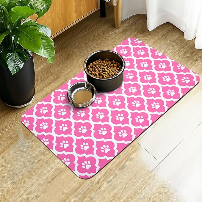 Dog Food Mat 17X30 Inch Pet Feeding Absorbent Mats by Xspatroias