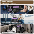 Top and 2 Sides Expandable Cat Carrier 18x11x11, TSA Airline Approved Dog - Image 2