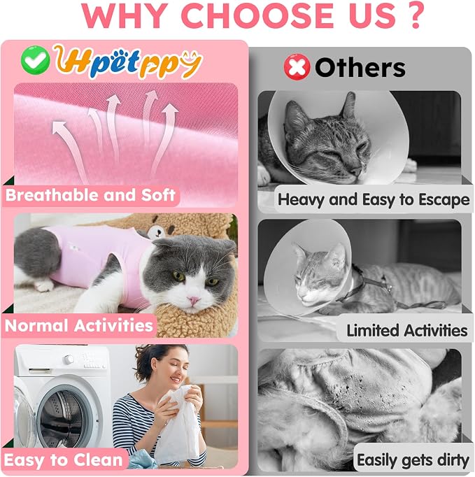 Cat Recovery Suit for Spay Abdominal Wounds, Kitten Onesie Bodysuit for Cats - Image 7