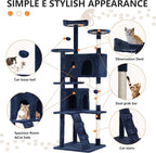 70 Inch Navy Blue Cat Tree, Tall Cat Tower - Image 5