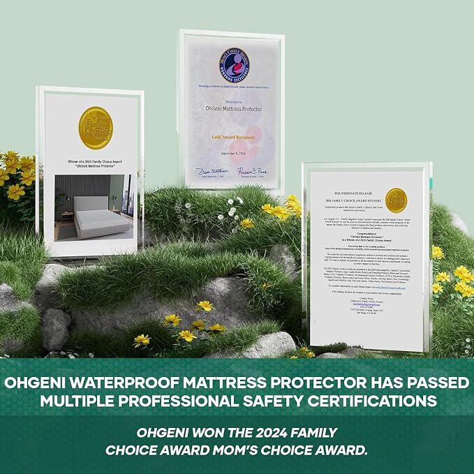 OhGeni 100% Waterproof Mattress Protector, Twin XL-Gray Size Mattress Pad - Image 7