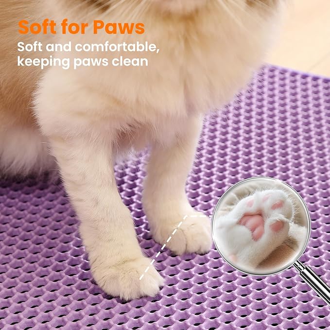 Extra Large Cat Litter Mat, 30x22 Inches Honeycomb Double Layer Cat Litter - Image 7