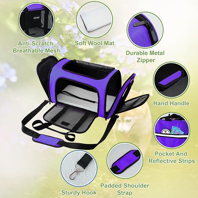 Soundy Dog Carrier Cat Carriers Airline Approved Pet Carrier - Image 4