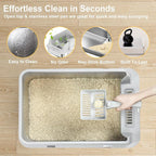 TENTIZON 2 Pack Large Stainless Steel Cat Litter Boxes, Open Top Metal Kitty - Image 2