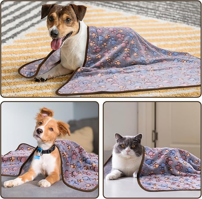 Dono 1 Pack 3 Dog Blankets, Soft Fluffy Fleece Pet Blanket Warm Sleep Mat Paw - Image 7