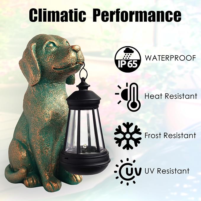 Dog Garden Statues with Solar Lantern Outdoor Decor-Dog Solar Figurines Lights - Image 7
