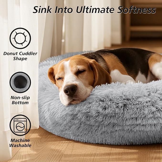 JOLLYVOGUE Calming Dog Bed Large Size Dog, Anti-Anxiety Donut Large Pet Bed - Image 2