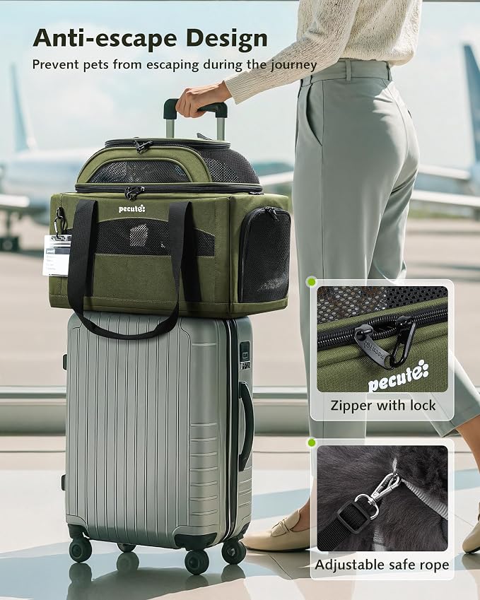 Pecute Expandable Pet Carrier Airline Approved Dog Cat Carrier, Breathable - Image 5