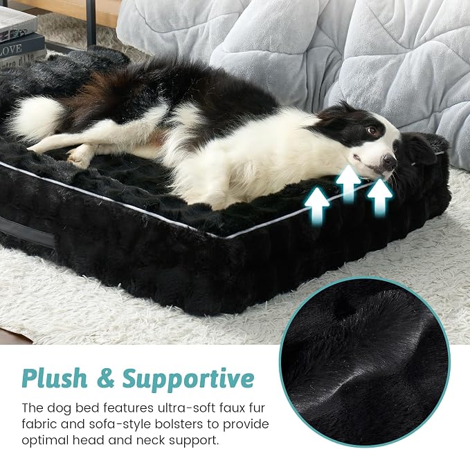 Faux Rabbit Fur Orthopedic Dog Bed, Large Dog Bed, Supportive Foam Pet Sofa - Image 4