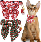 Faygarsle 2 Pack Christmas Cat Collar Cute Holiday Cat Collar by Faygarsle